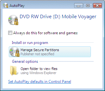 autoplay for password protected DVD RW disc